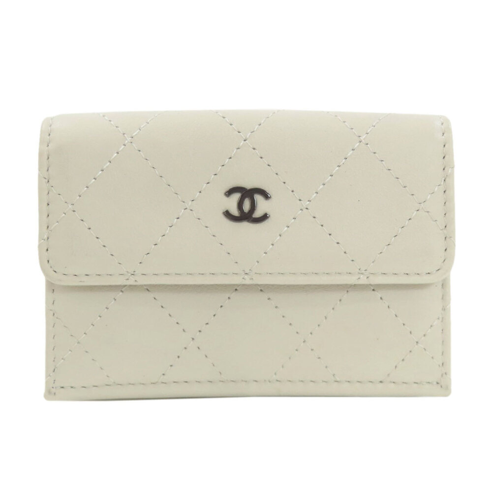 Chanel Coco Mark Silver Hardware Bi-fold Wallet Calfskin Women's CHANEL